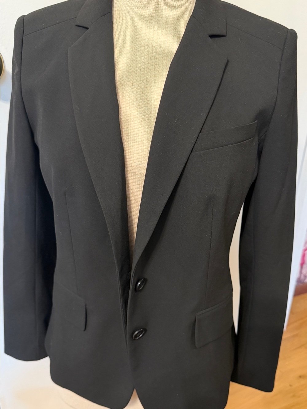 Ann Taylor Black Women's Tailored Two-Button Blazer. Library Chic.